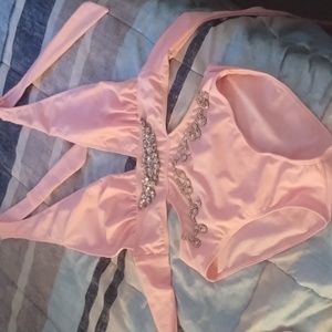 Pink jewel detail monokini